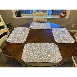 SET OF 4 Geometric and Floral PLACEMATS 11.5"x17 Cottagecore